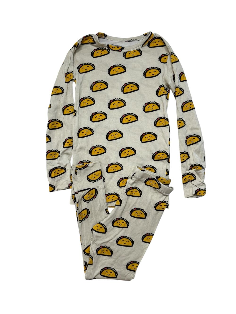 WILLOW + CO Taco Tuesday Long Sleeve Beige Pajama Set Size 5T Unisex Bamboo